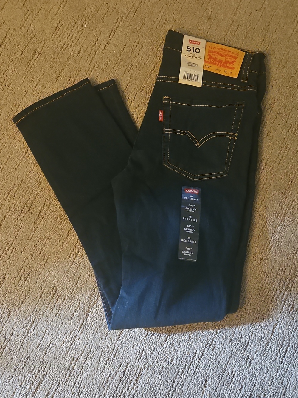 NEW | LEVI'S 510 | BOY'S JEANS | 28X28 SIZE 16 REGULAR